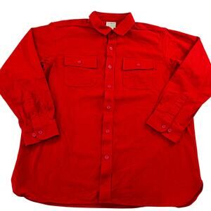 L.L. Bean Chamois Red Heavy Flannel Shirt Men's size X-Large XL Traditional Fit